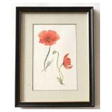 Framed Floral Watercolor by Doris Ward