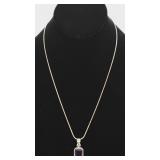 20' Sterling Necklace w/ Amethyst Pendant
