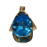 14K Gold Pendant w/ Blue Topaz