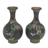 Pair of Cloisonnï¿½ Vases w/ Floral Design