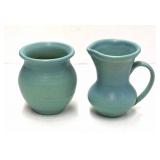 Van Briggle Pottery Turquoise Vase & Pitcher