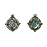 Millefiori Glass Pendants w/ Silver Bezels
