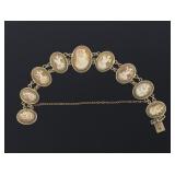 .800 Silver Bracelet w/Nine Cameo Links