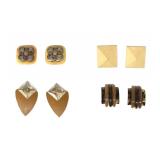 Four Pairs of Mixed Material Clip Earrings
