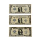 Three U.S. 1923 Series $1 Silver Certificates