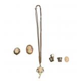 Collection Cameo Jewelry w/ Necklace & Earrings