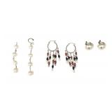 Three Pairs Pearl and Beaded Earrings