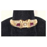 14k Band w/ Rubies and Diamonds