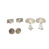 Two Pr Sterling Earrings & Pr of Sterling Buttons