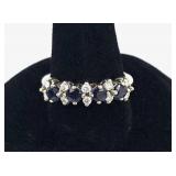 14K White Gold Ring w/ Sapphires & Diamonds
