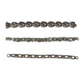 Three 7' Sterling Silver Bracelets w/ Var. Designs