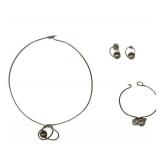 Sterling Jewelry w/ Necklace, Bracelet & Earrings