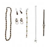 Jewelry Lot w/Necklace, Earrings, and Watch
