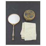 Vanity Mirror w/ Gilt Ormolu Powder Box