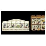 Two Sets of Ceramic Spice Jars w/Racks