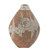 Studio Pottery Raku Fired Vase