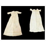 Two Vintage White Christening Gowns w/Lace Details