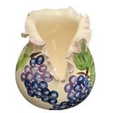 Hand Painted Ceramic Vase w/Ruffled Rim
