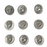 Nine 1912 Barber Quarter Dollar Pop-outs