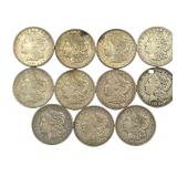 11 Morgan Silver Dollars, 1921