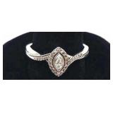 10K White Gold Ring w/Marquise Diamond Pattern