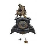 French Slate Egyptian Revival Mantle Clock