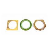 Three Bakelite Bangles, Assorted Shapes