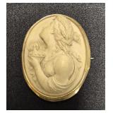 Victorian Deeply Carved Lava Cameo Brooch