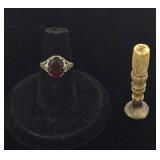 10K Victorian Spinel Ring and Wax Seal