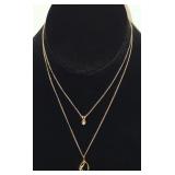 Two 16' 14K Gold Necklaces w/Two Pendants