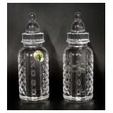 Two Waterford Crystal '2000' Baby Bottles