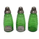 Three Duraglass Pepper Shakers