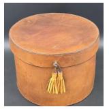 Set of Three Nesting Leather Hatboxes w/ Tassels