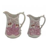 Two 19th C English Strawberry Lusterware Pitchers