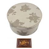 Reuge Marquetry Music Box & Floral Hat Box