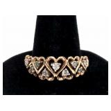 10K Gold Ring w/Heart & Diamond Accents