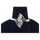 10K White Gold Ring w/Cluster Diamonds