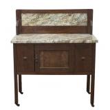 English Oak Marble Top Washstand