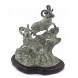 Ram Sculpture on Wood Base