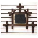 Victorian Walnut Cross Picture Frame w/ Mirror