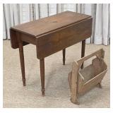 Pine Drop Leaf Table and Magazine Stand