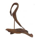 Shaped Driftwood Bird Sculpture w/ Abstract Design