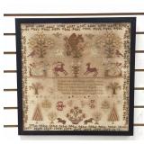 Sampler w/ Birds, Squirrel, Deer & Rabbits - 1845