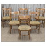 Six Sheraton Rush Seat Dining Chairs