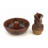 PA Redware Cake Mold & Bennington Pottery Toby Mug