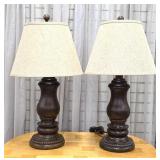 Pair Base Table Lamps with Fabric Shades