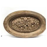 21" Long Carved Wood Oval Architectural Plaque