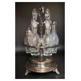 Victorian Silverplate Cruet Set - Matching Bottles