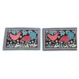 Hand-Hooked Rugs w/ Rooster & Hen Design