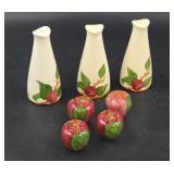 Three Sets Franciscan Apple Salt/Peppers